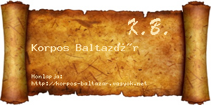 Korpos Baltazár névjegykártya